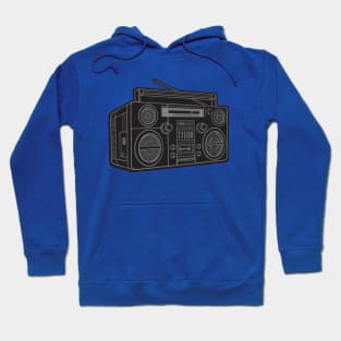 Boombox (Gray Lines + Black Drop Shadow) Analog / Music Hoodie